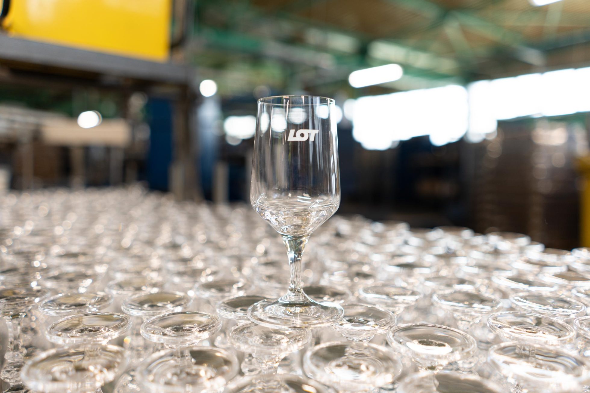 Wine glass with LOT logo of Krosno brand